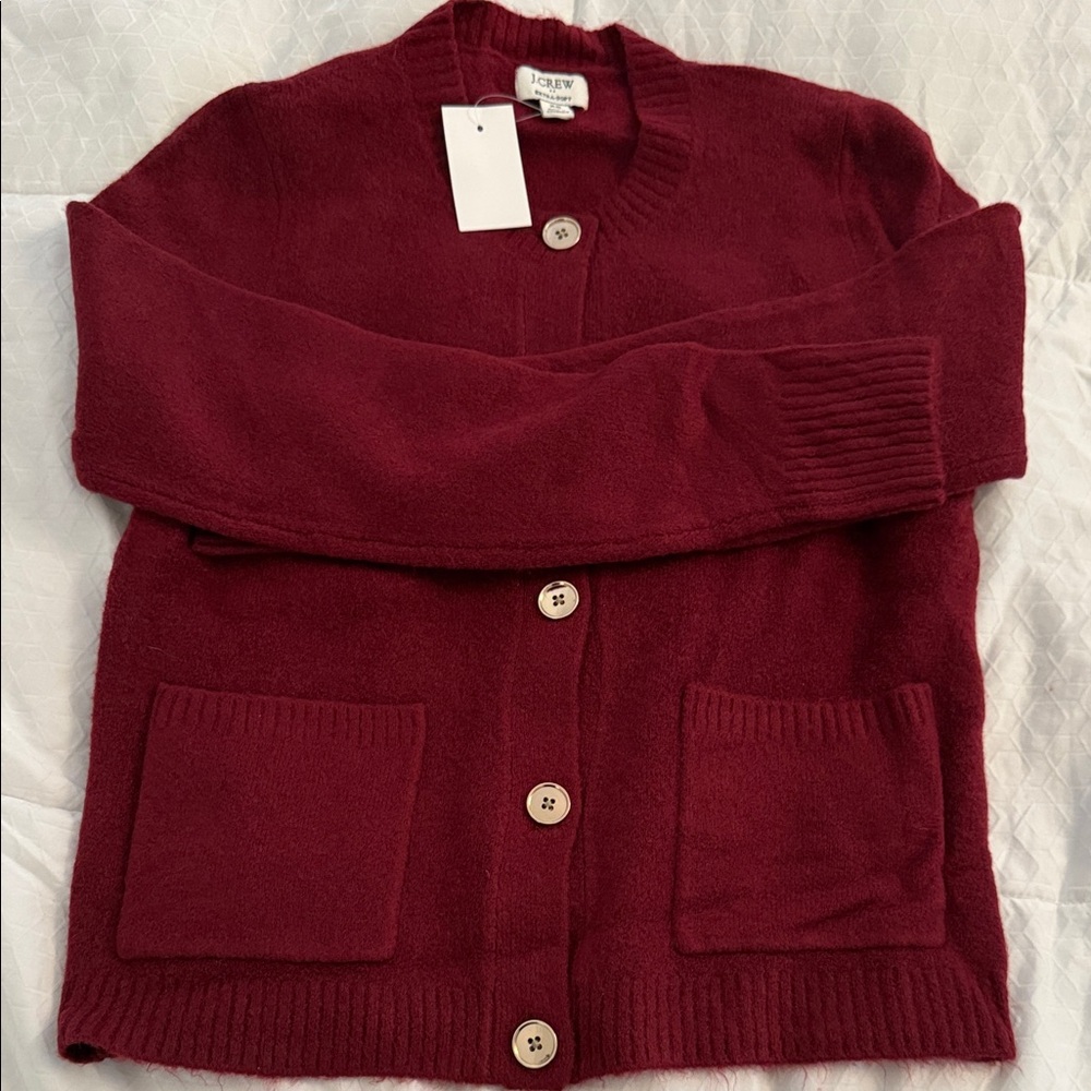 J. Crew Deep Red Cardigan Sweater